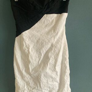 bebe Black and White Asymmetrical Dress